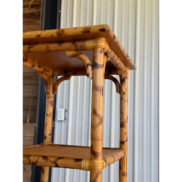 English Vintage Tortoise Rattan Étagère / Open Shelving Unit For Sale - Image 3 of 12