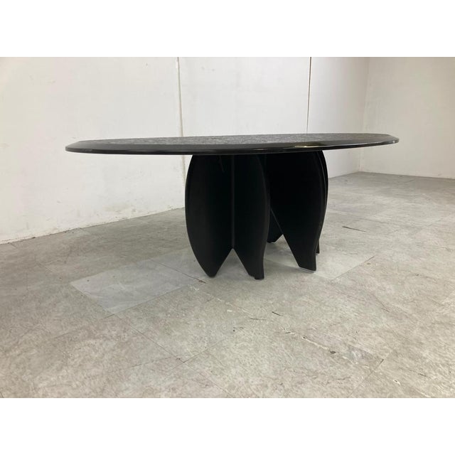 Vintage Black Stone Coffee Table, 1980s For Sale - Image 11 of 12