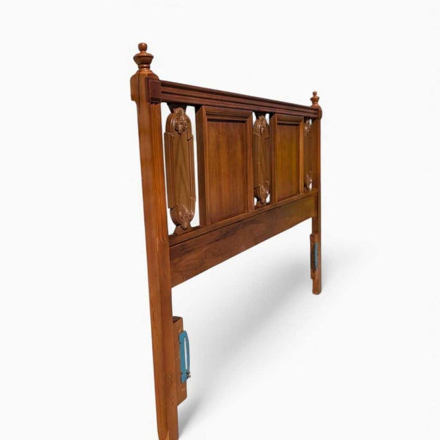 1960s Mid-Century Carved Wood Full-Size Headboard For Sale - Image 9 of 14
