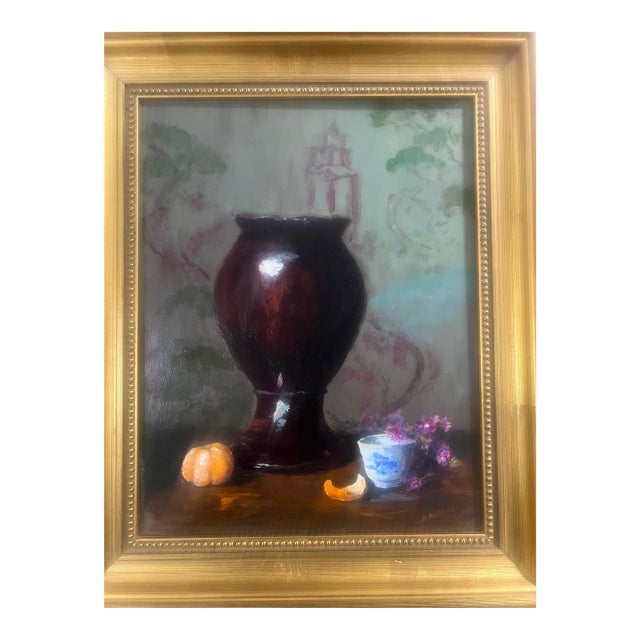 Laurie Samara 17.5 X 14.5 Acrylic Still Life, Signed. Framed For Sale
