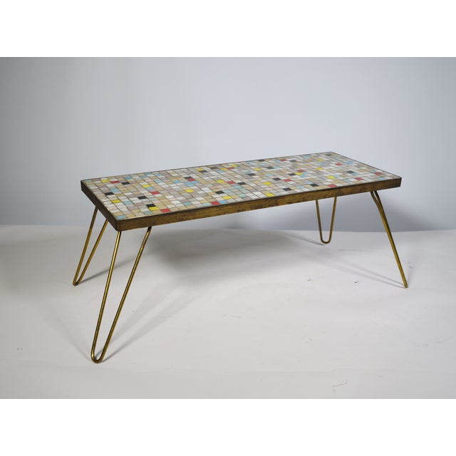 Mid-Century Mosaic Plant Stand with Hairpin Legs, 1950s For Sale - Image 9 of 9