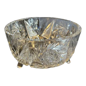 Vintage Early 20th Century American Brilliant Cut Glass Footed Bowl