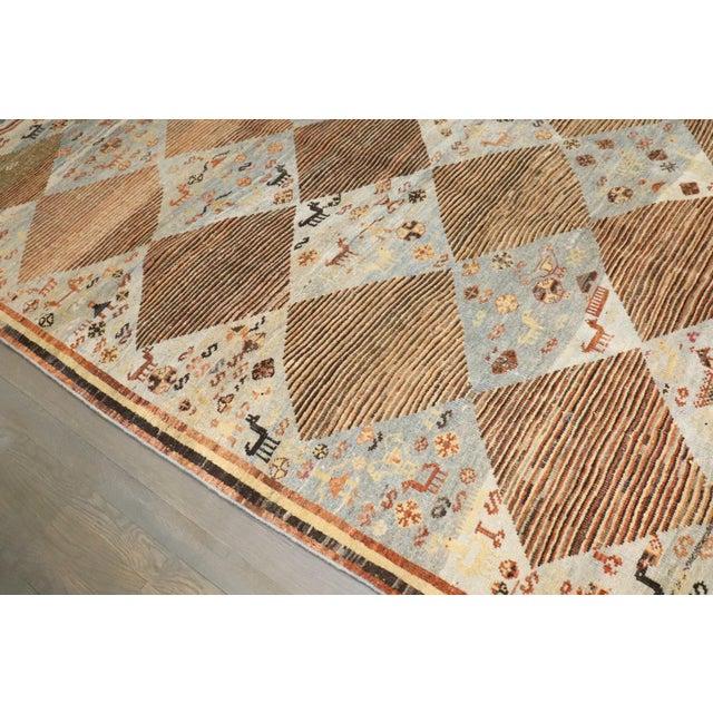 Folk Art Persian Gabbeh Rug no. j3316 For Sale - Image 10 of 11