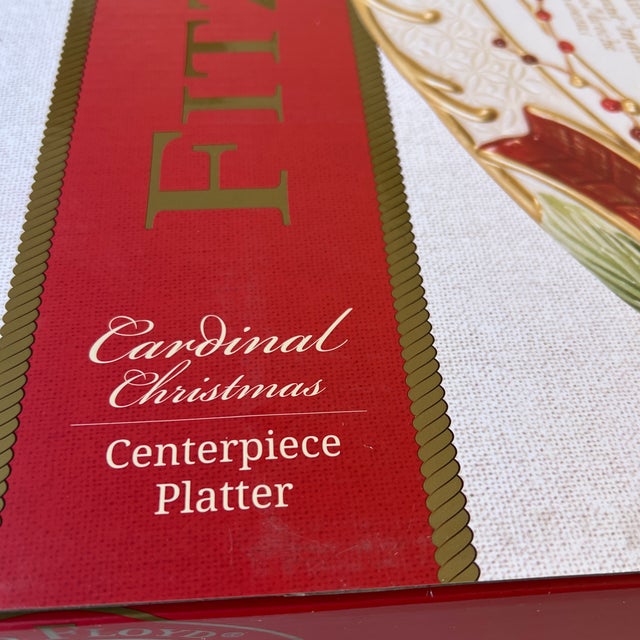 Ceramic Vintage Fitz and Floyd Red Poinsettia Platter For Sale - Image 7 of 11