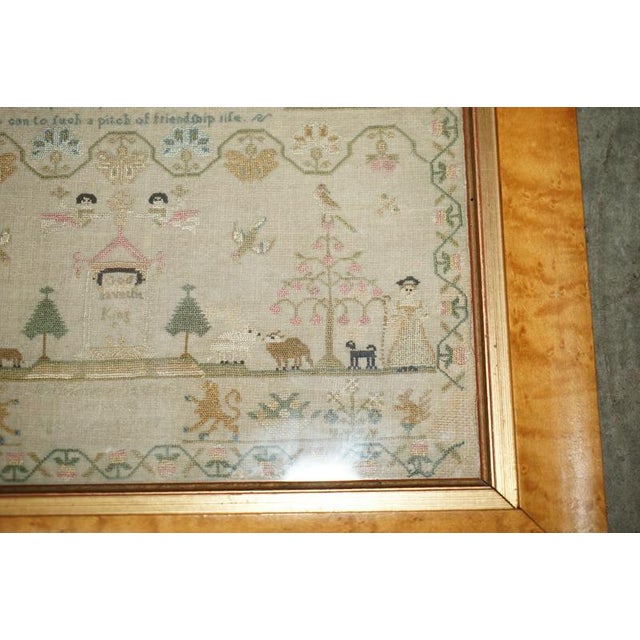 Antique George III Pictorial Friendship Sampler, 1798 For Sale - Image 14 of 17