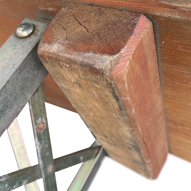 Metal Vintage Austrian Beer Hall Folding Bench For Sale - Image 7 of 8