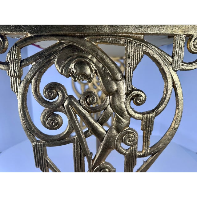 Art Deco Cast Iron Harlequin Figure Vanity Window Bench c.1920s For Sale - Image 6 of 16