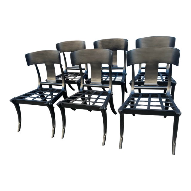 Modern Mid-Century Style Klismos Patio Dining Chairs -6 For Sale
