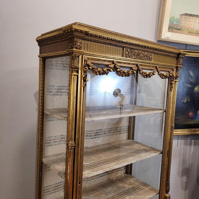 Napoleon III Display Case in Carved and Gilded Wood, France, 1900s For Sale - Image 11 of 18