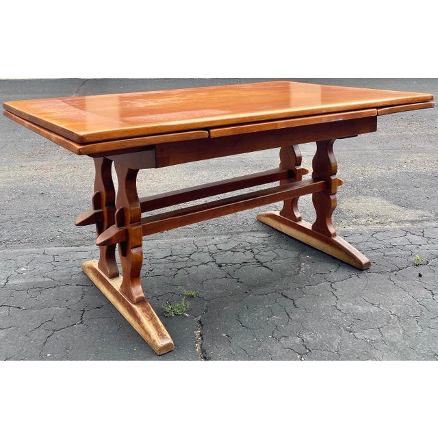 Americana Cushman Maple Double Trestle Dining Table/Desk by Herman