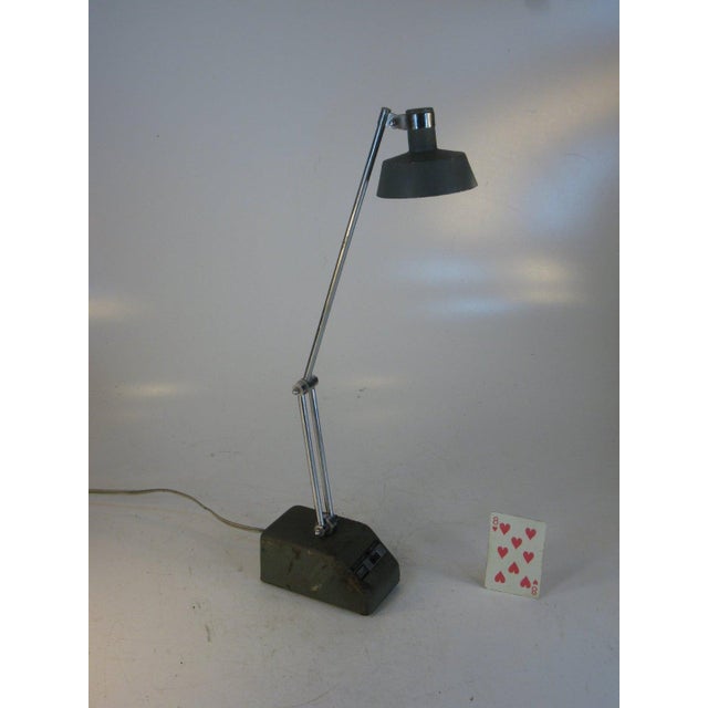 Gray Mid 20th Century Drafting Desk Lamp Vintage Steampunk Small Working For Sale - Image 8 of 12