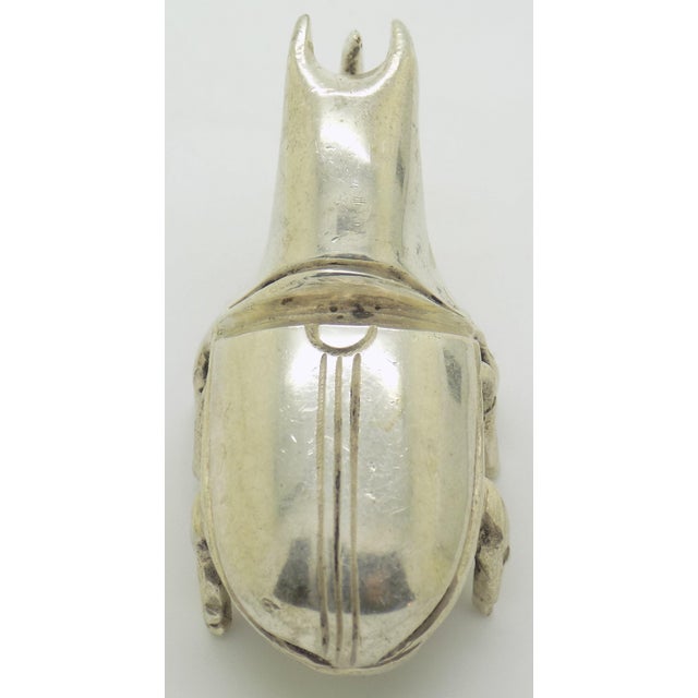 Silver Vintage Italian Handmade Genuine Silver 1940s 1950s Rare and Heavy Hercules Beetle Figurine For Sale - Image 8 of 15