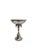 Large, elegant silver-plated fruit bowl on a tall, turned base in the neoclassical style, richly decorated with grape and...