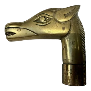 1960s Solid Brass French Cane Handle in Shape of a Horse Walking Stick