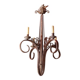 Art Deco French Wrought Iron Chandelier For Sale