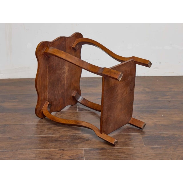 Austrian Biedermeier 19th Century Walnut Side Table With Star Marquetry Top For Sale - Image 4 of 11