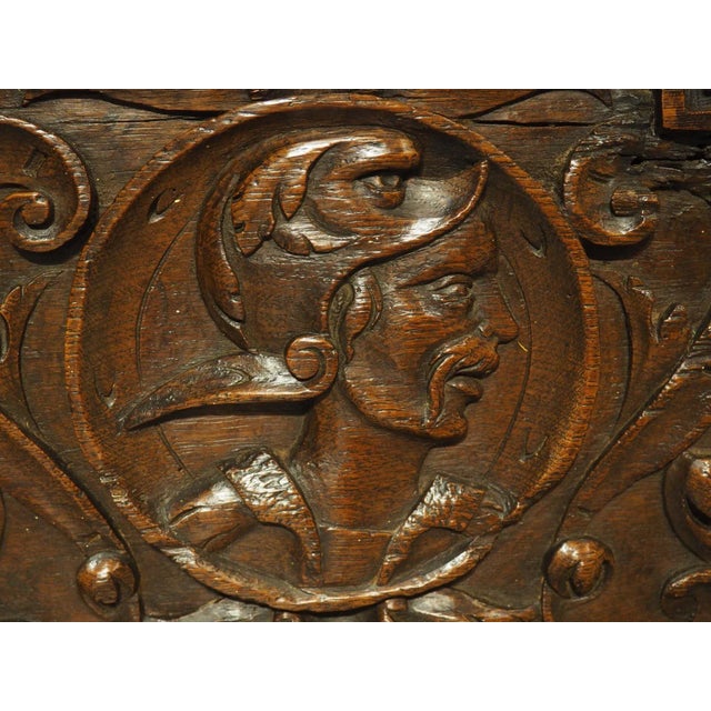 Wood 17th Century Northern France Wedding Chest in Carved Oak For Sale - Image 7 of 12