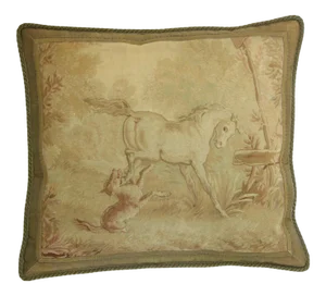 Circa 1850 Antique French Aubusson Tapestry Pillow