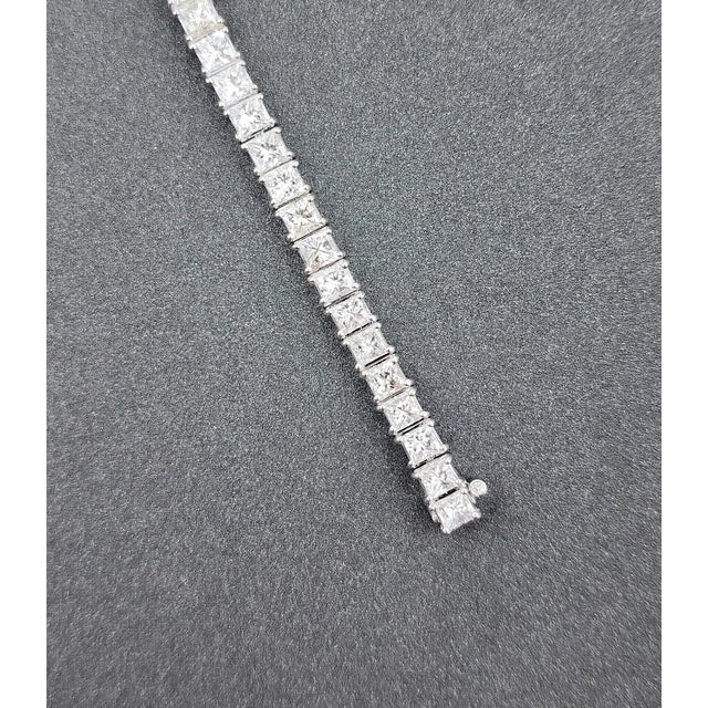 Early 21st Century 10.11 Ct Princess Cut Diamond Tennis Bracelet For Sale - Image 5 of 8