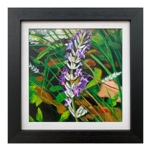 Wild Flowers in English Country Garden Colourful Painting by British Artist For Sale
