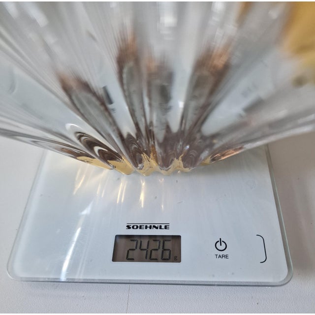 Large Vintage Crystal Bowl with Gold Tips from Bayel, 1950s For Sale - Image 10 of 11