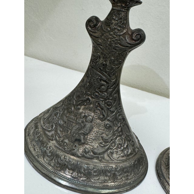 Late 20th Century Late 20th Century Derby Silver Company Candle Holders - a Pair For Sale - Image 5 of 9