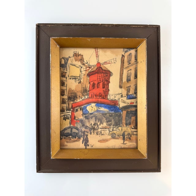 1960s Mid Century Paris Street Scene Watercolor, a Pair For Sale - Image 5 of 8