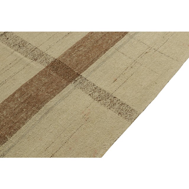 11x15 Vintage Kilim Rug in Beige, Brown Paneled Style, Striped Pattern For Sale - Image 4 of 6