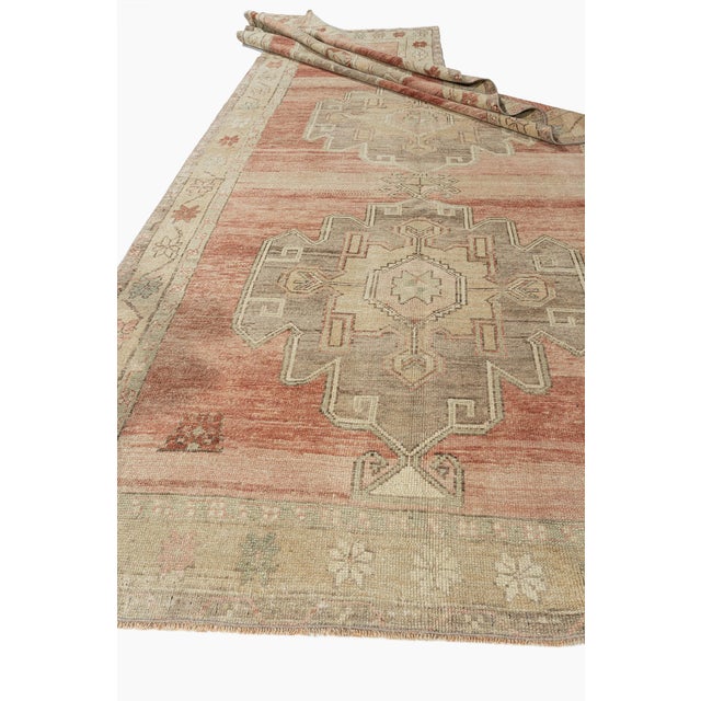 Vintage Circa 1940 Terracotta Turkish Oushak Hand Knotted Wool Runner, 5'1 X 11'9 For Sale - Image 4 of 16