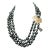Vintage 1980s Signed Marcella Saltz for Trifari 3-Strand Faux-Black Baroque Pearls Necklace For Sale