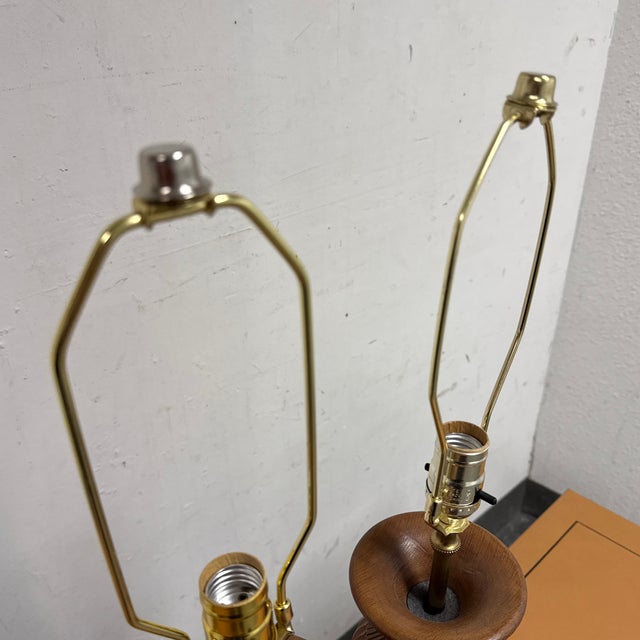 Vintage Carved Wood Table Lamps, Pair For Sale - Image 9 of 12