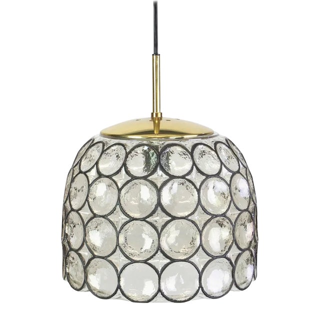 German Iron and Clear Glass Pendant Lights by Limburg, 1960s For Sale