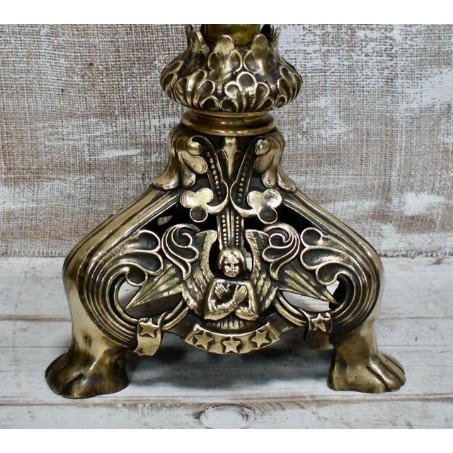 Victorian Brass Altar Candlestick, 1880s For Sale - Image 6 of 12