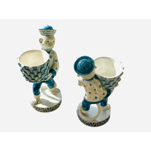 Pair Palm Beach Monkey’s Toting Artichoke Bowls For Sale In Houston - Image 6 of 18