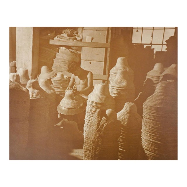 Vintage Straw Hat Maker Sepia Photograph For Sale
