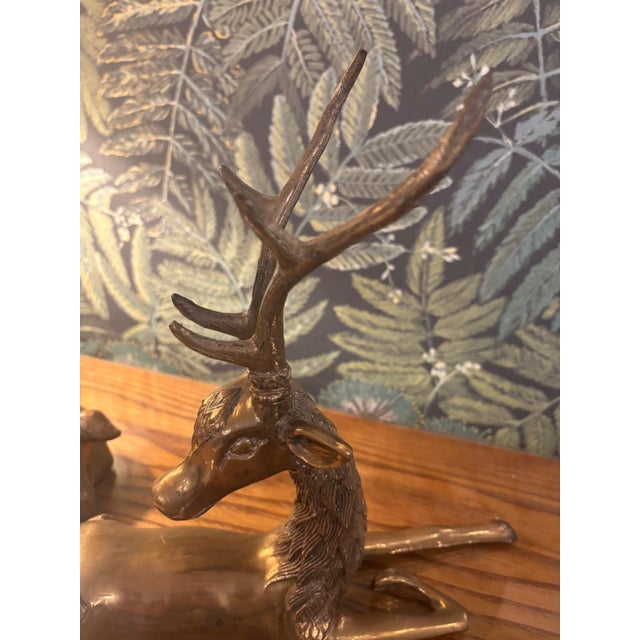 1960s Two-Tone Brass Reclining Deers, 1960s, Set of 2 For Sale - Image 5 of 12