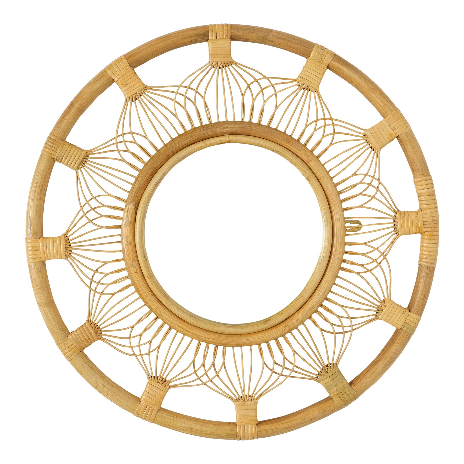 View of Whisker Rattan Mirror | Chairish