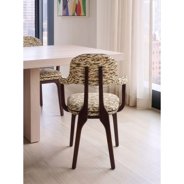 Beige Silhouette Dining Chair in Embroidered Fabric from Insidherland For Sale - Image 8 of 11