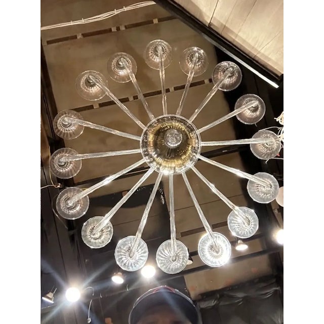 Brass Murano Smoke Glass Chandelier For Sale - Image 8 of 9