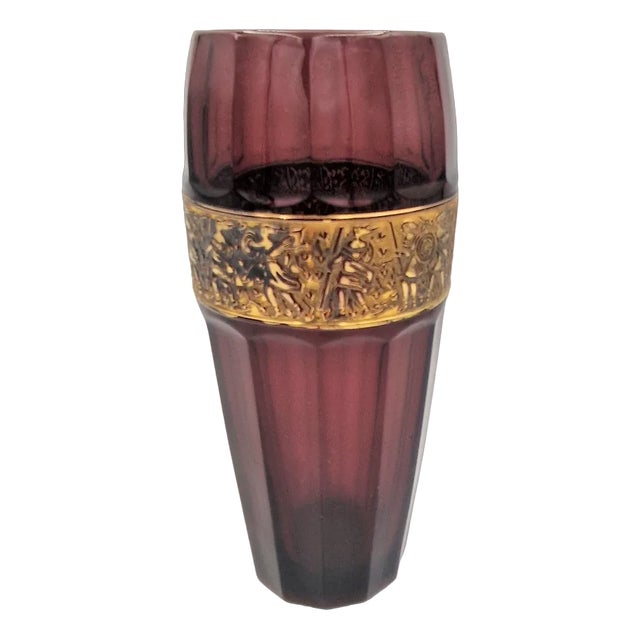 Violet Faceted Glass Vase by August Walther, 1930s For Sale