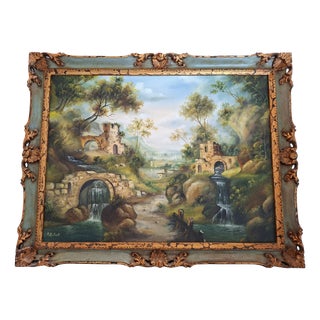 A. Velotti, Arcadian Landscape, 1970, Oil on Canvas, Framed For Sale