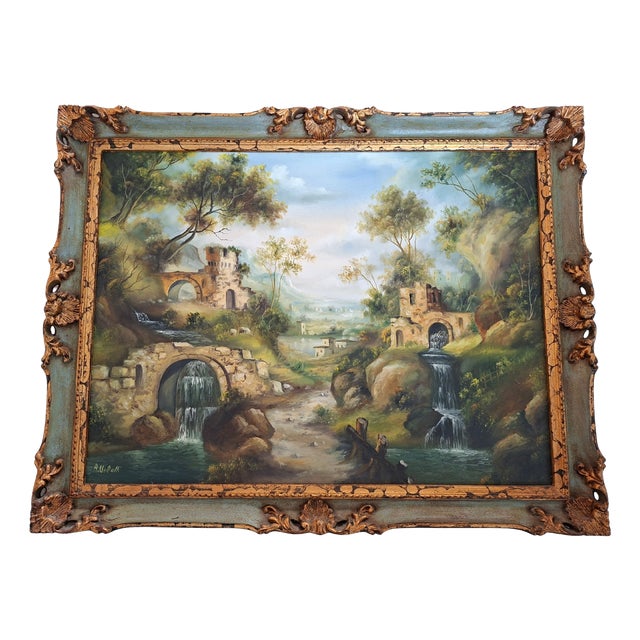 A. Velotti, Arcadian Landscape, 1970, Oil on Canvas, Framed For Sale