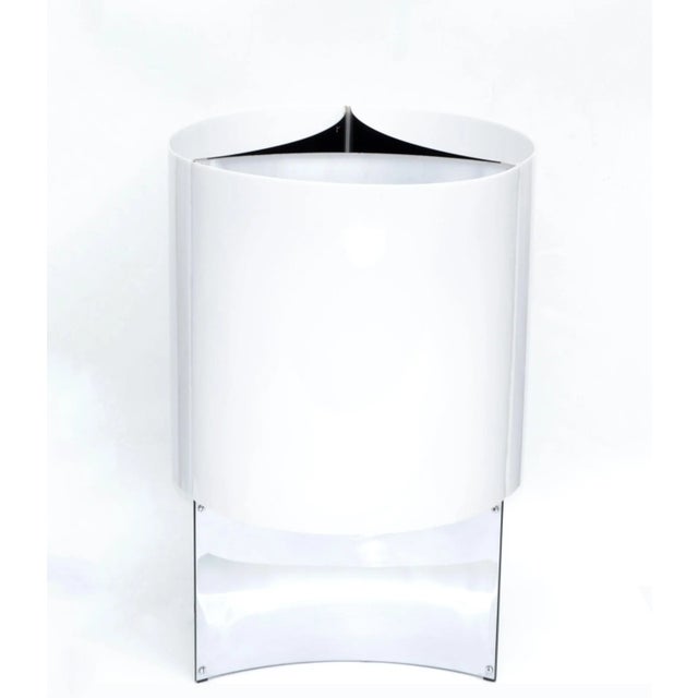 Mid-Century Modern 1965 Arteluce Model 526/G large Chrome & Acrylic Table Lamp by Massimo Vignelli Italy. Concave Chrome...