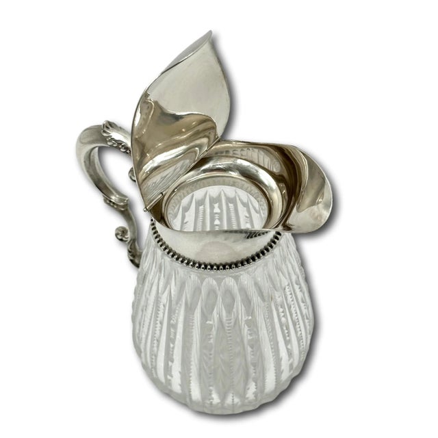 1890s American Antique Victorian "Brilliant" Hand Cut Crystal & Sterling Silver Mounted Maple Syrup Pitcher For Sale In Boston - Image 6 of 12