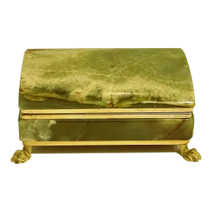 1980s Rectangular Onyx /Agate Footed Casket Box