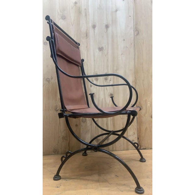 Mid-Century Modern Vintage Brutalist Iron Sculpted Sling Dining Chairs by Ilana Goor - Set of 6 For Sale - Image 3 of 12