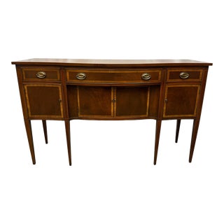 Vintage Hickory Chair Historical James River Plantation Chippendale Style Banded Mahogany Sideboard For Sale