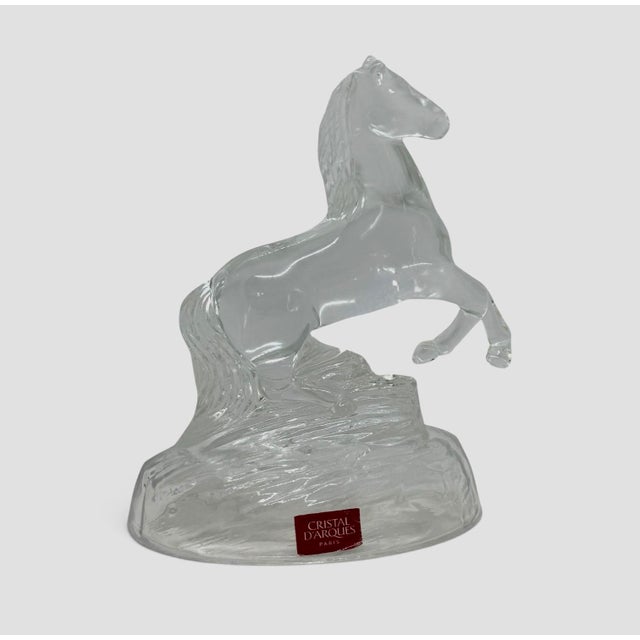 Vintage Cristal d'Arques Paris, France 24% Lead Crystal Rearing Horse Figurine Frosted Oval Base. This lovely figurine was...