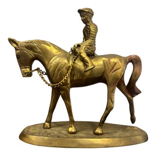 Vintage Brass Horse and Jockey For Sale