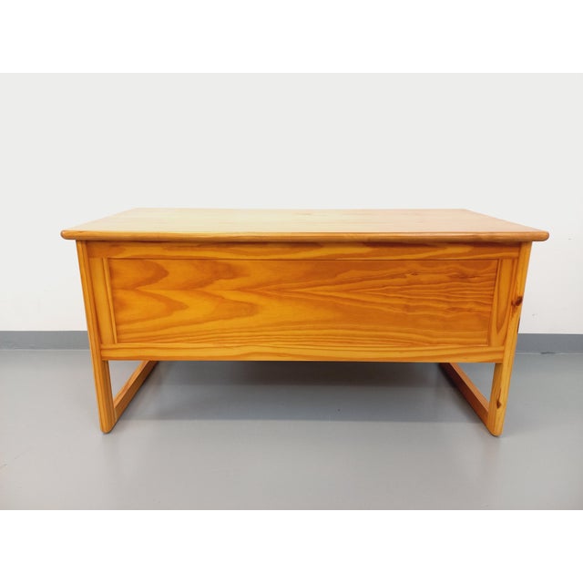 Vintage Sled Foot Executive Desk in Pine, 1970s For Sale - Image 6 of 11